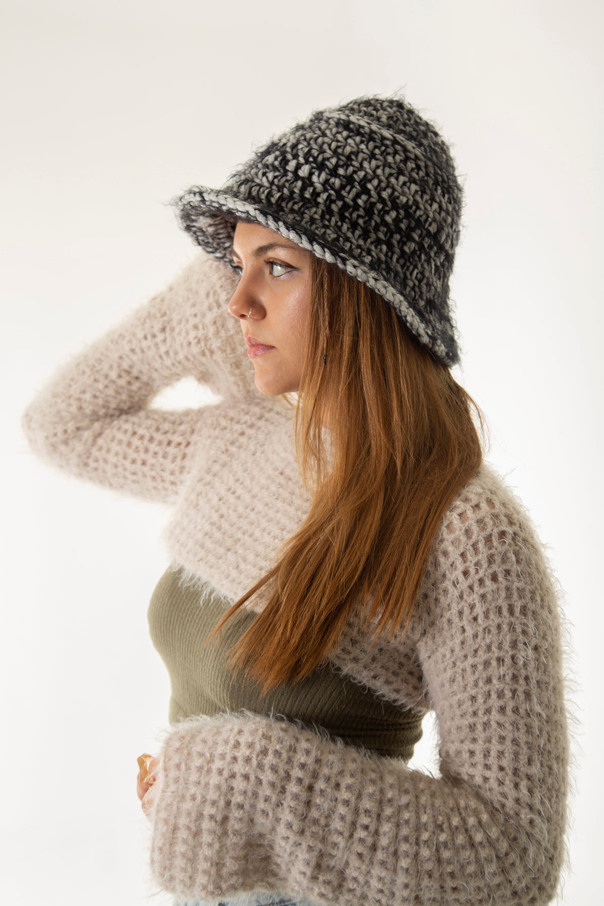 Handarte Los Angeles-Siyah / Gri El örgüsü Bucket şapka-Şapka-3-Milagron.com