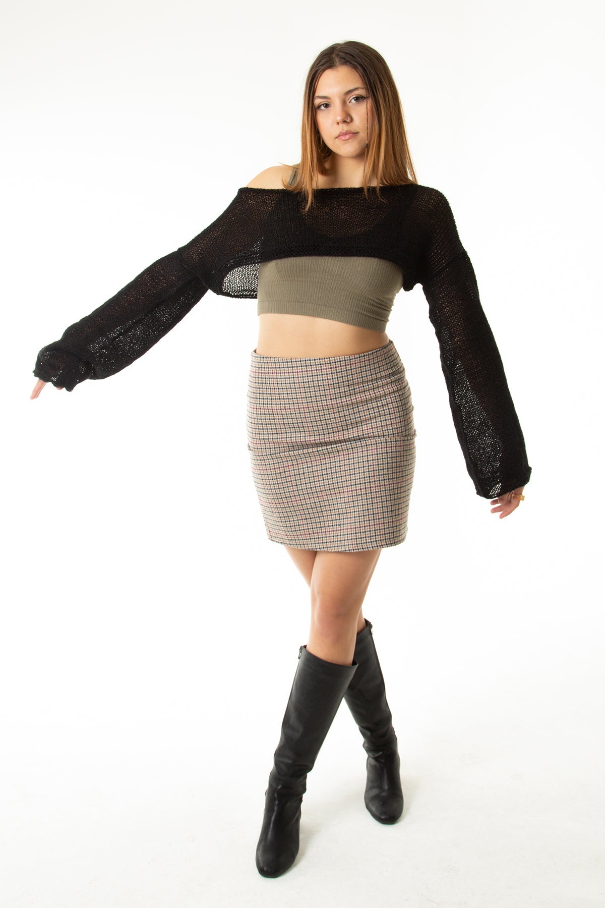 Handarte Los Angeles-Siyah Salaş Angora Crop Top-Crop Top-1-Milagron.com