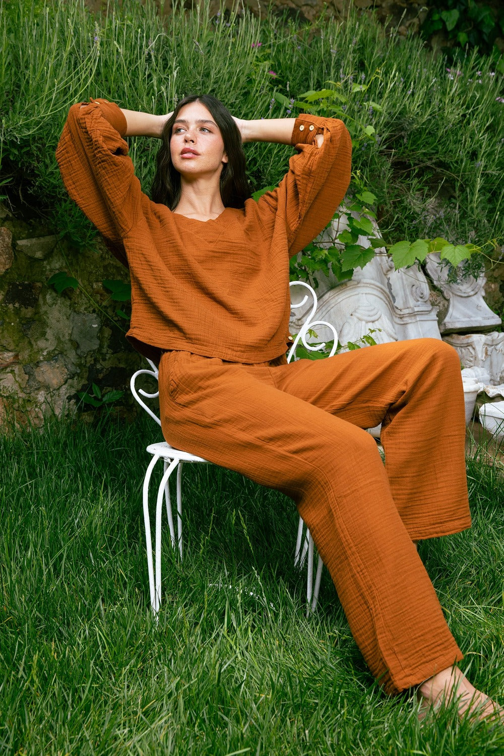 Handarte Los Angeles-Tarçın Müslin Pantolon-Pantolon-1-Milagron.com
