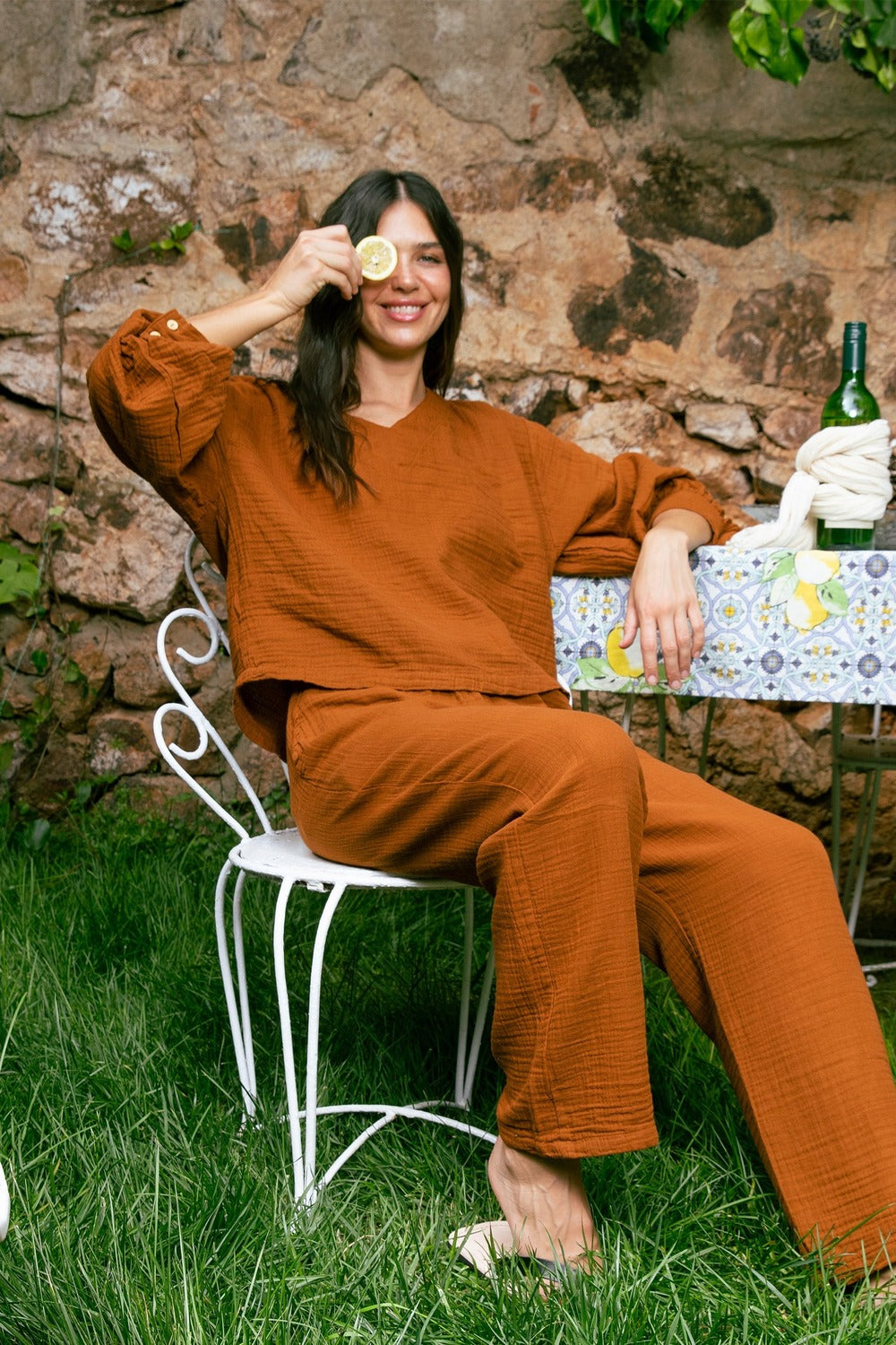 Handarte Los Angeles-Tarçın Müslin Pantolon-Pantolon-2-Milagron.com