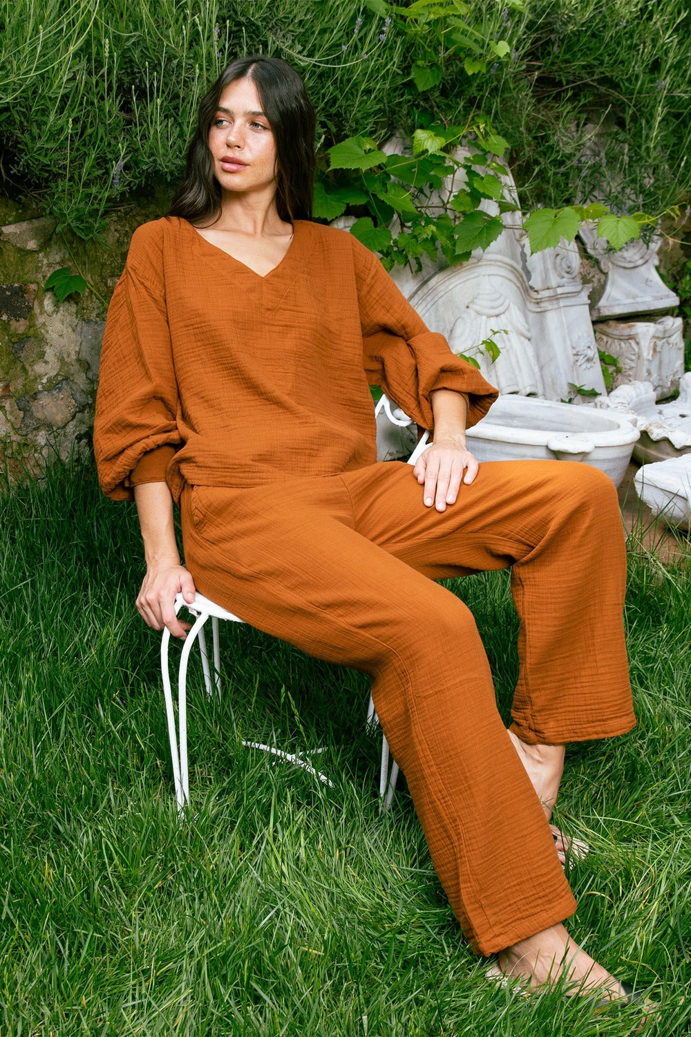 Handarte Los Angeles-Tarçın Müslin Pantolon-Pantolon-4-Milagron.com