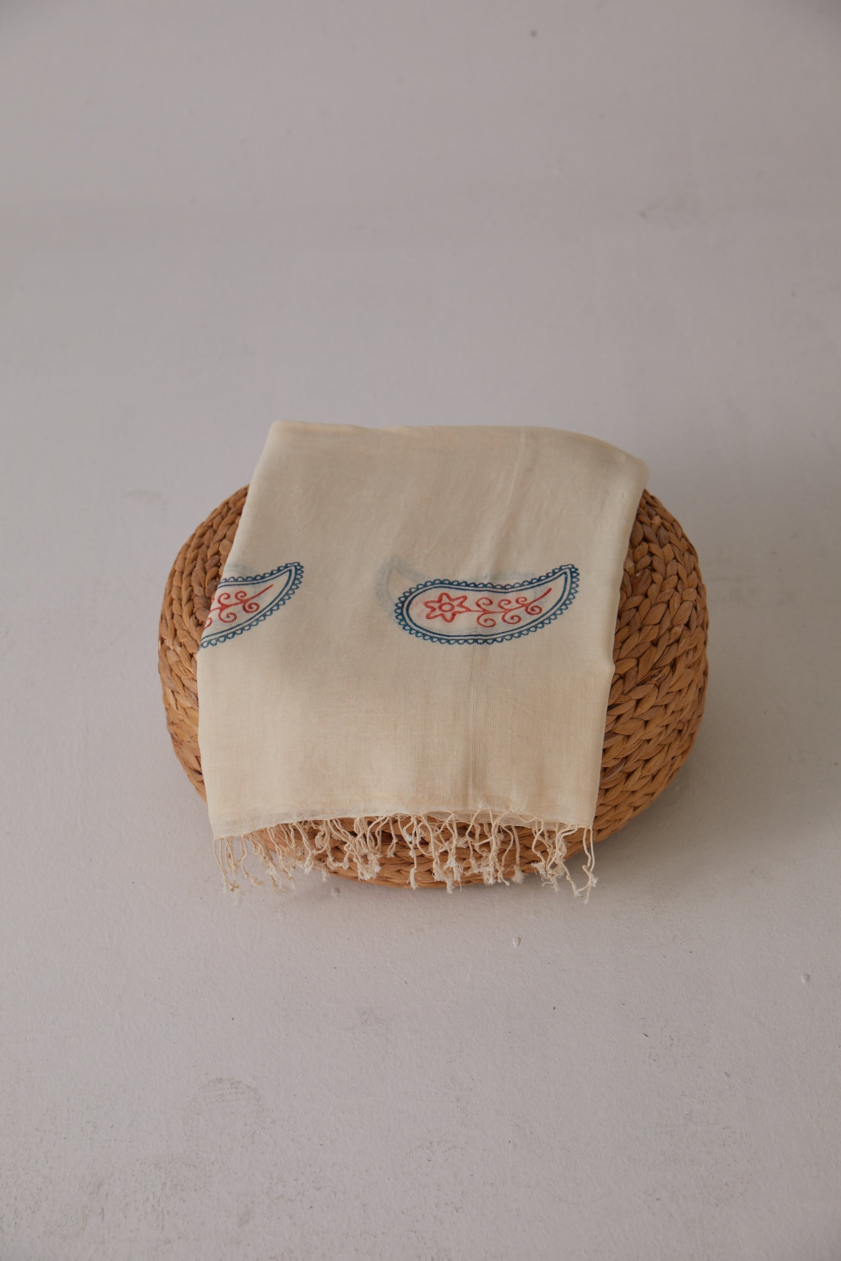 Handarte Los Angeles-Taş Baskılı Kara Tezgah Dokuma Şal/Pareo-Pareo & Bandana-1-Milagron.com