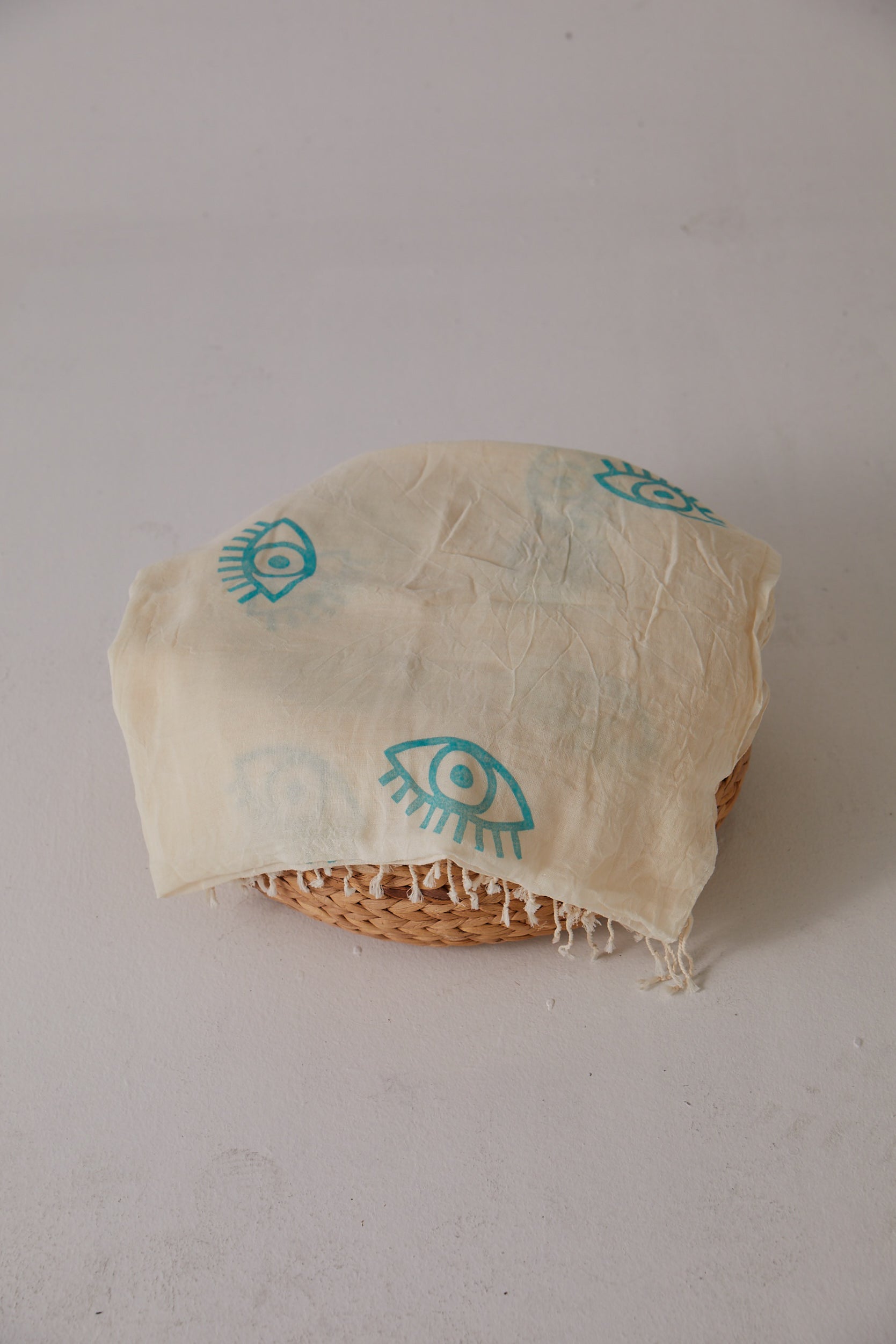 Handarte Los Angeles-Taş Baskılı Kara Tezgah Dokuma Şal/Pareo-Pareo & Bandana-3-Milagron.com