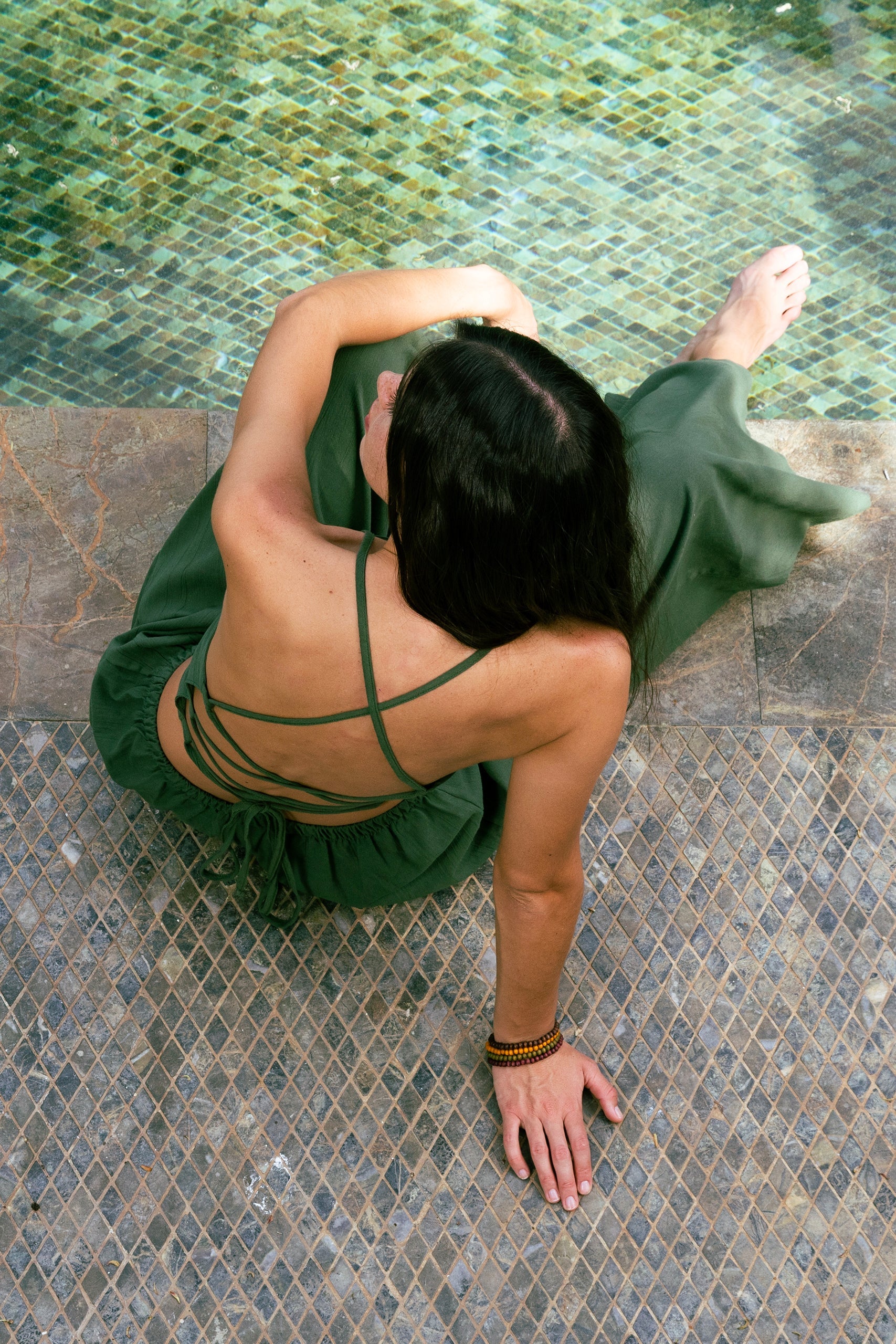 Handarte Los Angeles-Yeşil Şile Bezi Kare Crop-Crop Top-8-Milagron.com