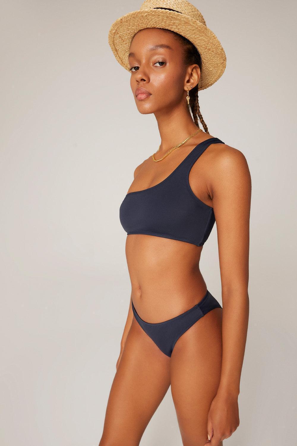 Haracci-Auretta Tek Omuzlu Brazilian Derin Koyu Lacivert Bikini Set-Bikini & Mayo-1-Milagron.com