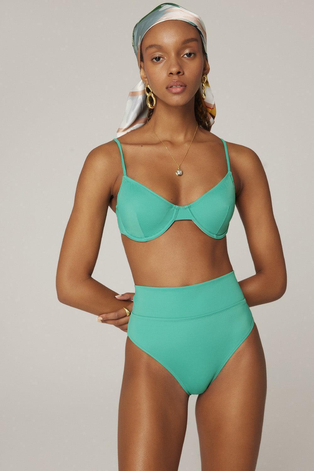 Haracci-Solana Pin-Up Yüksek Belli Yeşil Bikini Set-Bikini & Mayo-4-Milagron.com