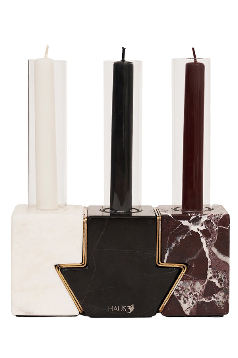 Haus 34-Serenade Üçlü Mermer Mumluk Seti-Mumluk & Şamdan-1-Milagron.com