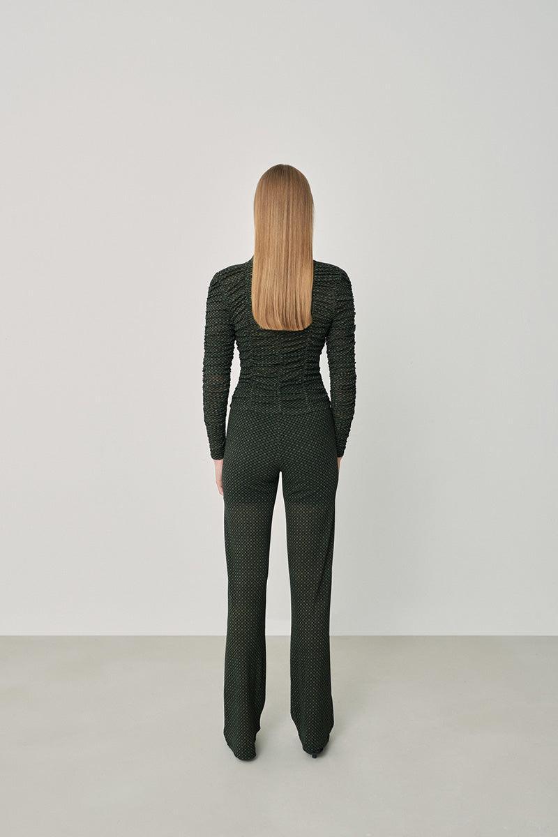 Hip + Happen-Jasmine Mesh Kumaş Yüksek Bel Pantolon-Kumaş Pantolon-3-Milagron.com