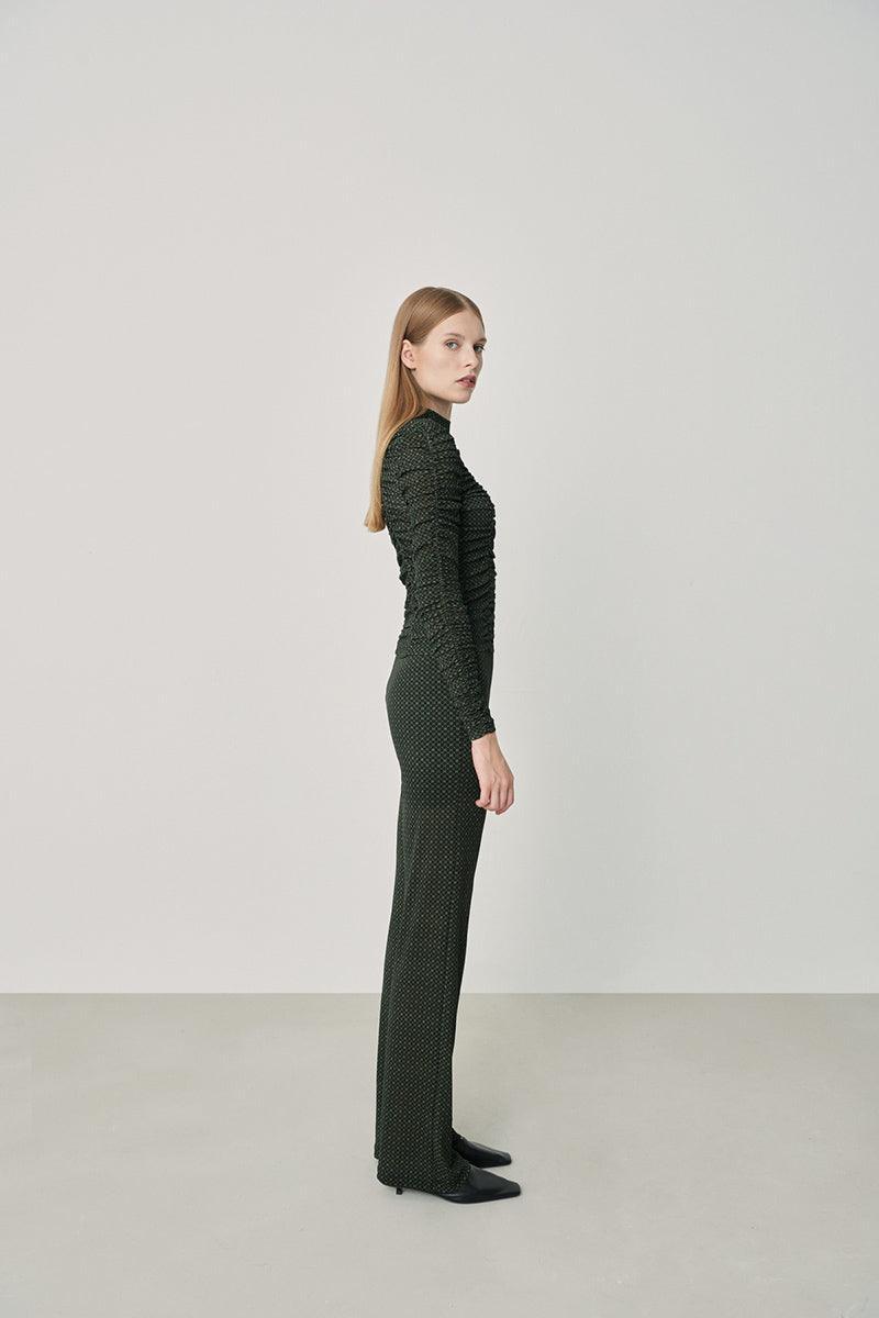 Hip + Happen-Jasmine Mesh Kumaş Yüksek Bel Pantolon-Kumaş Pantolon-4-Milagron.com