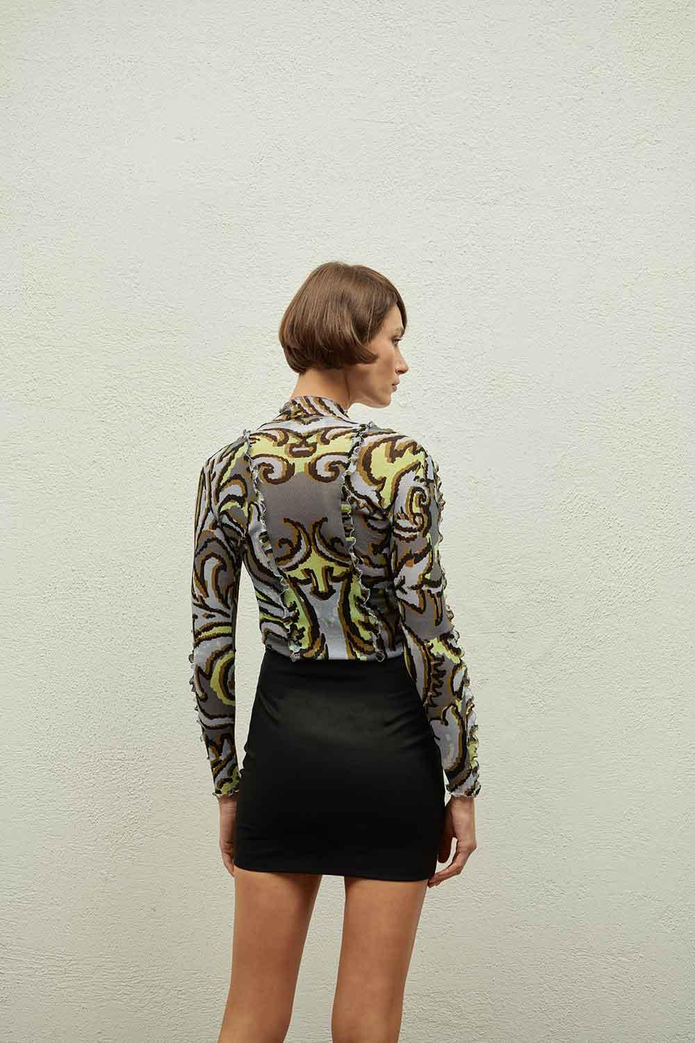 Hip + Happen-Waffle Gri Mesh Bluz-Top-2-Milagron.com