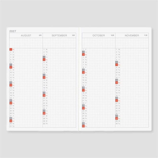 Hobonichi-Techo Original Ajanda, A6 - 2027 İngilizce-Ajanda-4-Milagron.com