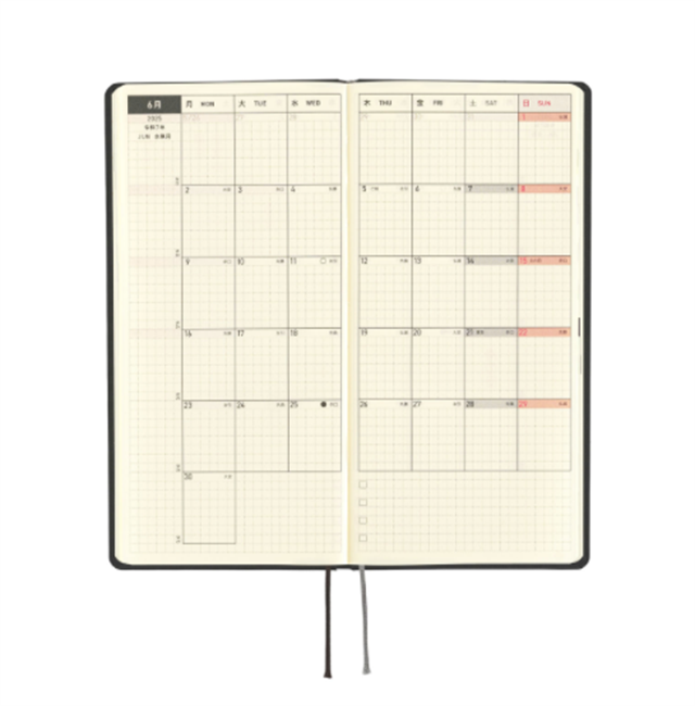 Hobonichi-Hobonichi Techo Weeks 2025 Paper Series: Black Gingham-Çizgili-8-Milagron.com