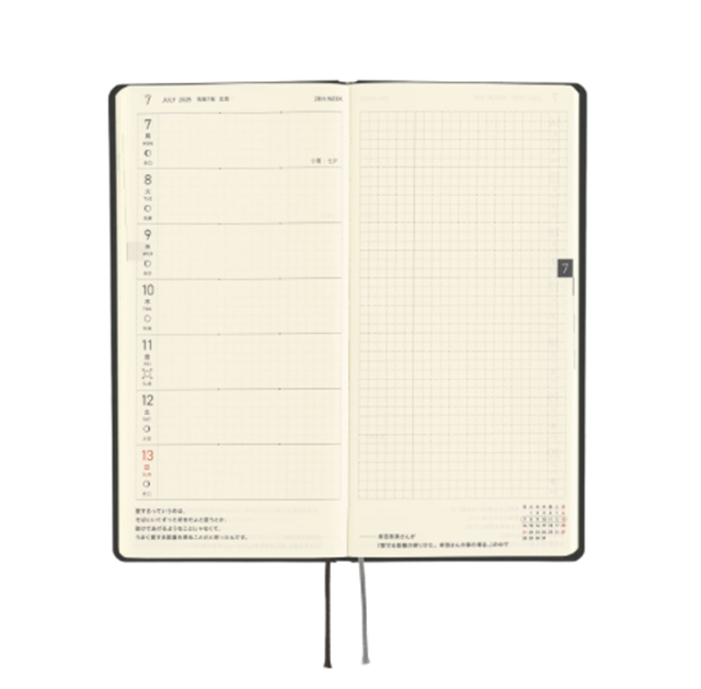 Hobonichi-Hobonichi Techo Weeks 2025 Paper Series: Black Gingham-Çizgili-9-Milagron.com