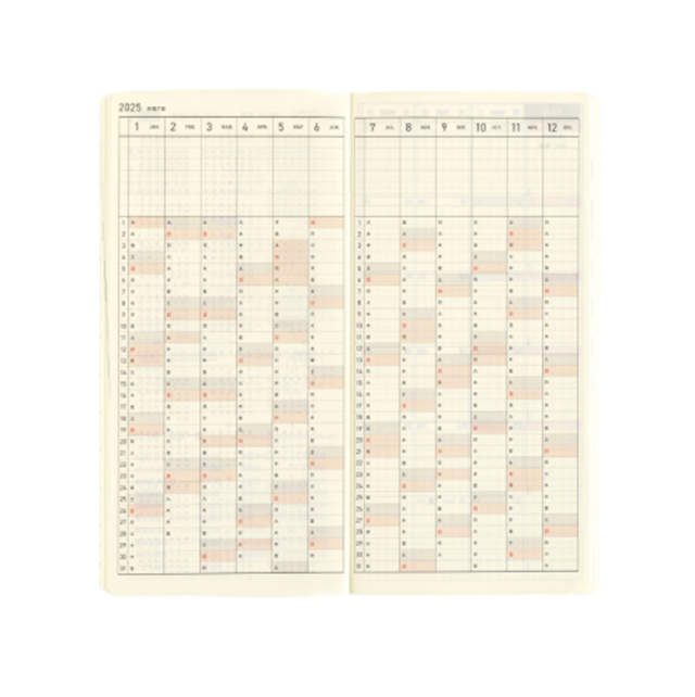 Hobonichi-Hobonichi Techo Weeks Mega B6 Deri Kapak Slim Colors: Rich Purple-Çizgili-12-Milagron.com