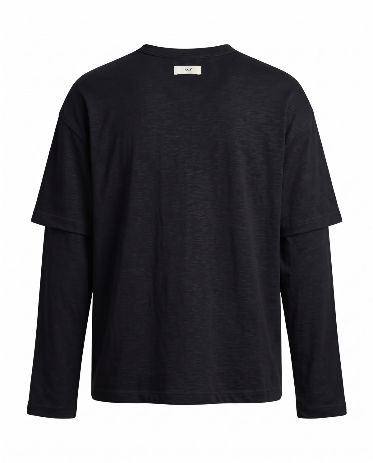 Siyah Çift Kollu Relaxed Fit Triko T-Shirt