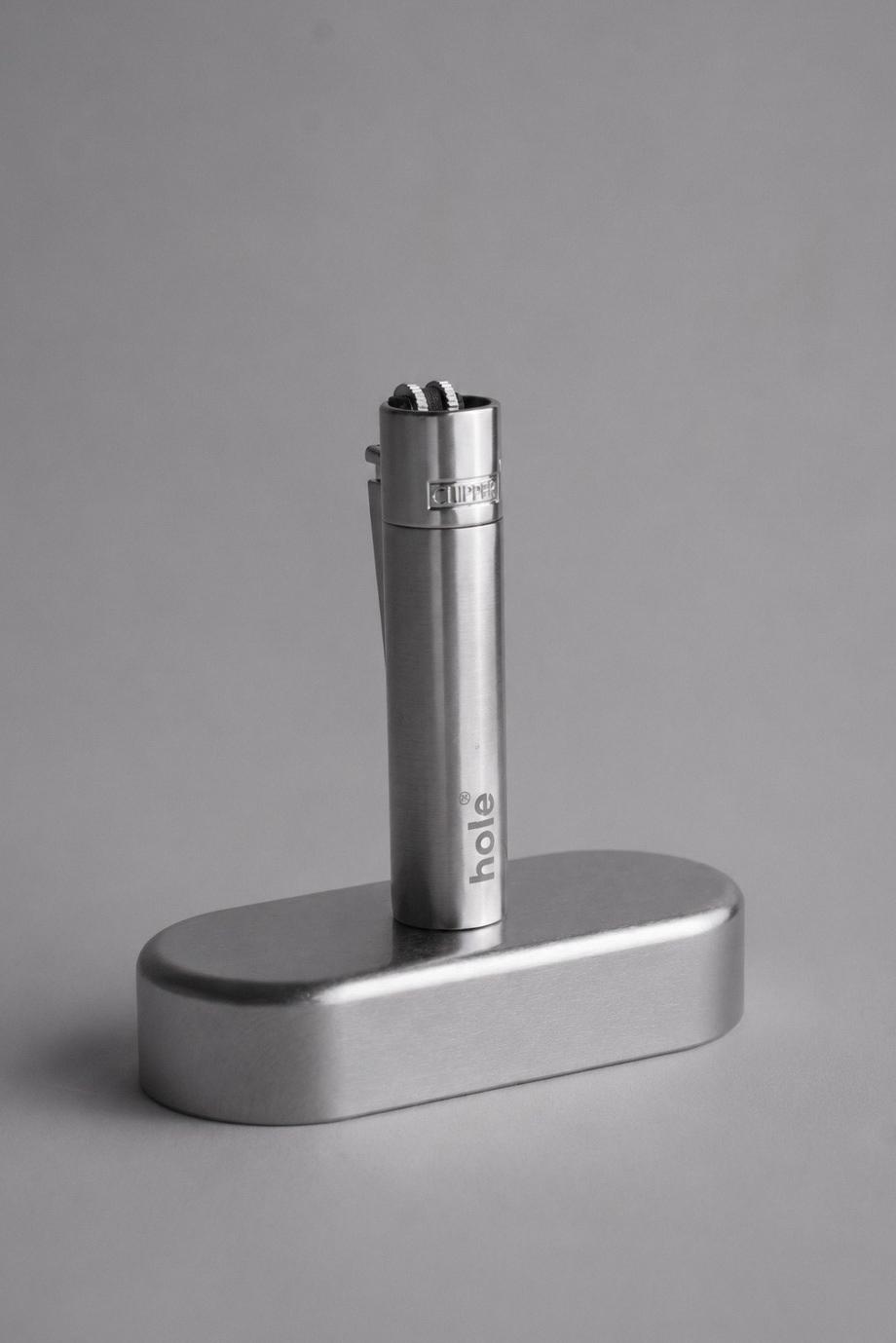Hole Logo Metal Çakmak Silver