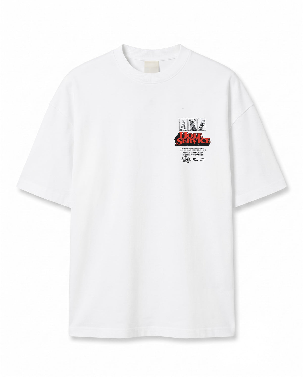 Kolaj Baskılı Ekru Oversize T-Shirt