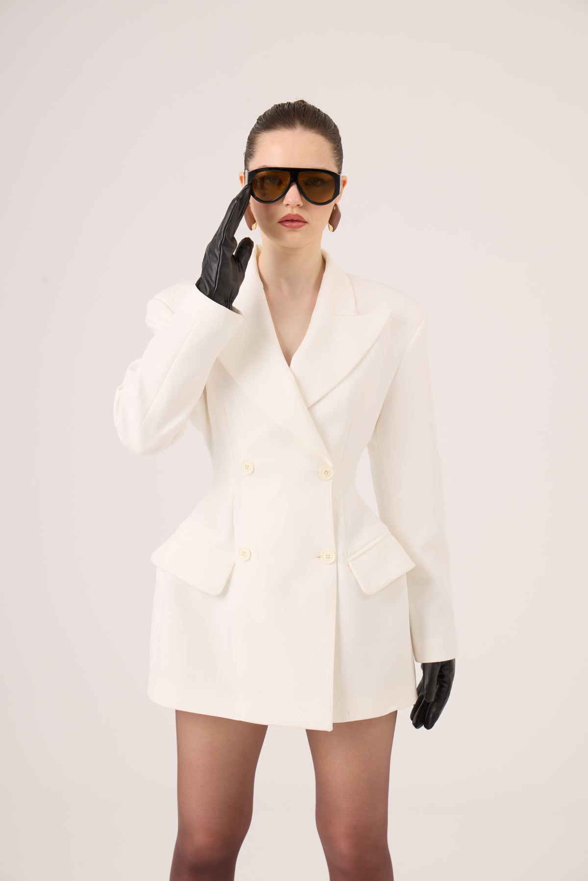 Belden Oturmalı Galina Blazer Ceket Ekru