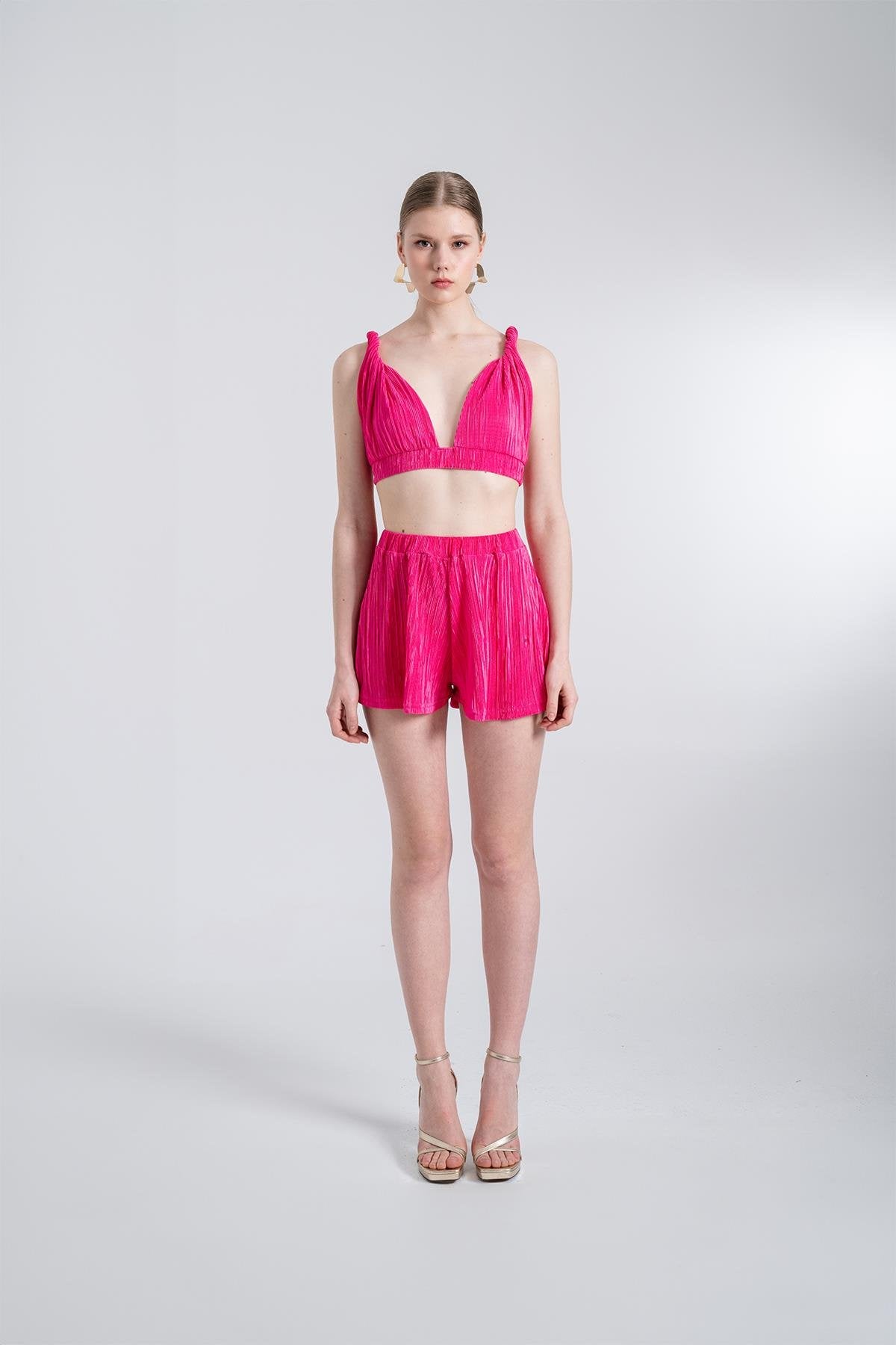 Beli Lastikli Bağlamalı Comfy Büstiyer Pembe