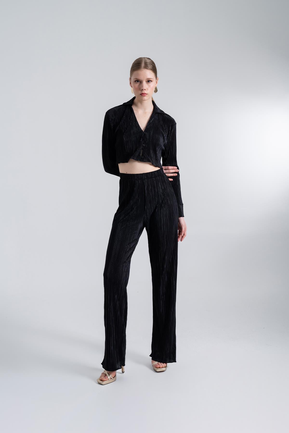 Beli Lastikli Esnek Comfy Pantolon Siyah