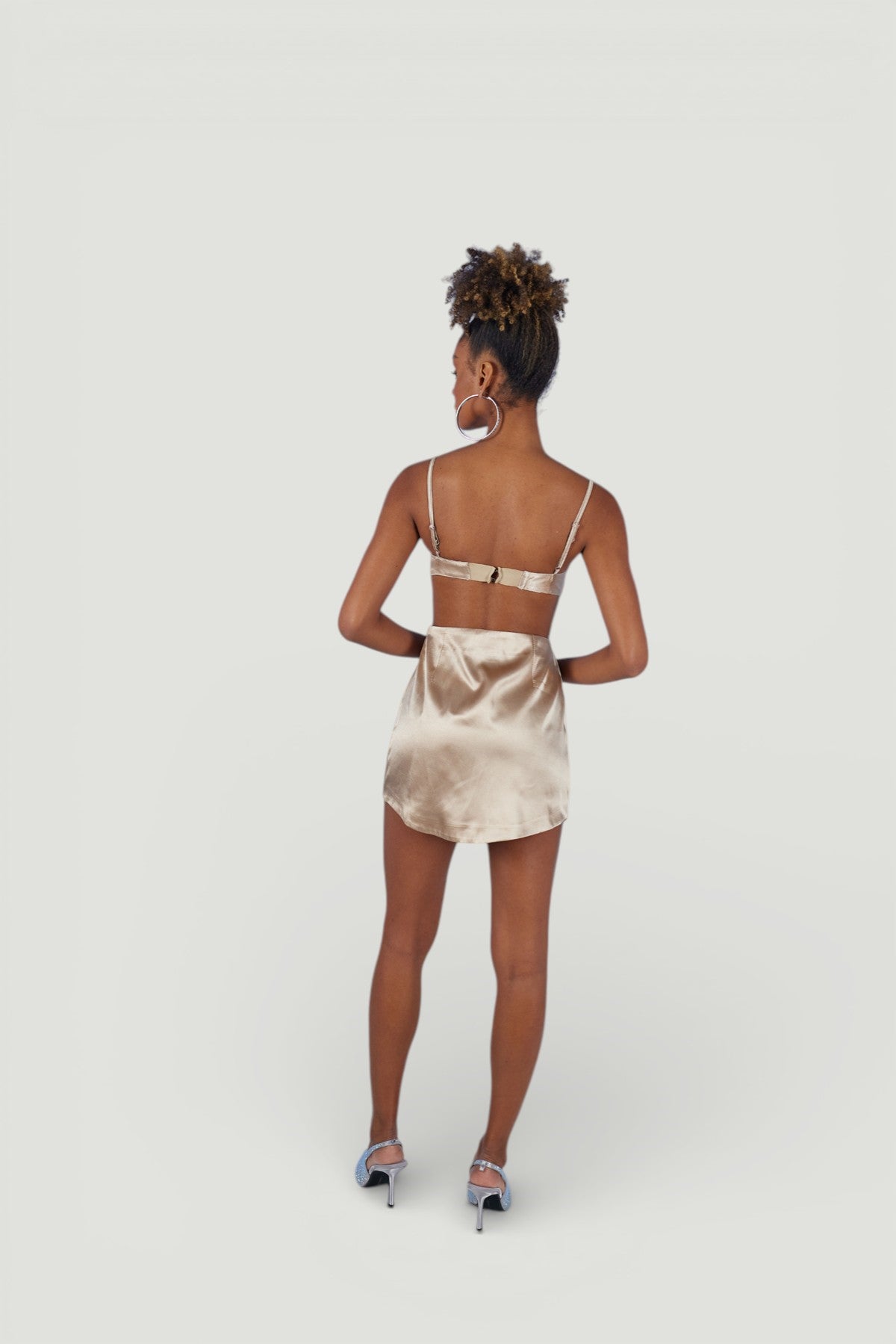 Holly Lolly-Fancy Mini Boy Fermuarlı Saten Etek – Bej-Etek-5-Milagron.com