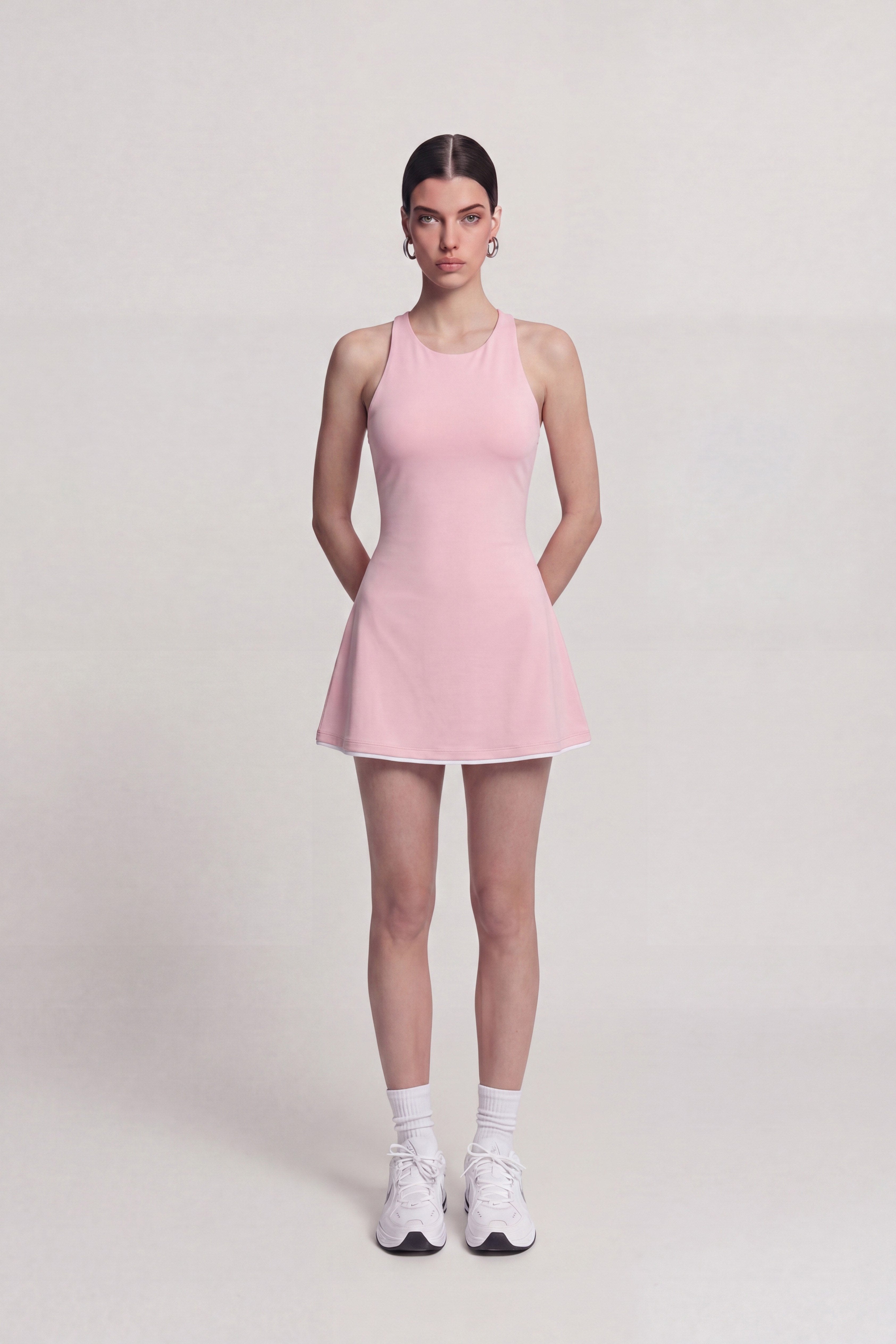 İÇi Şortlu Sırtı İP Detaylı Mini Mariya Elbise Pembe