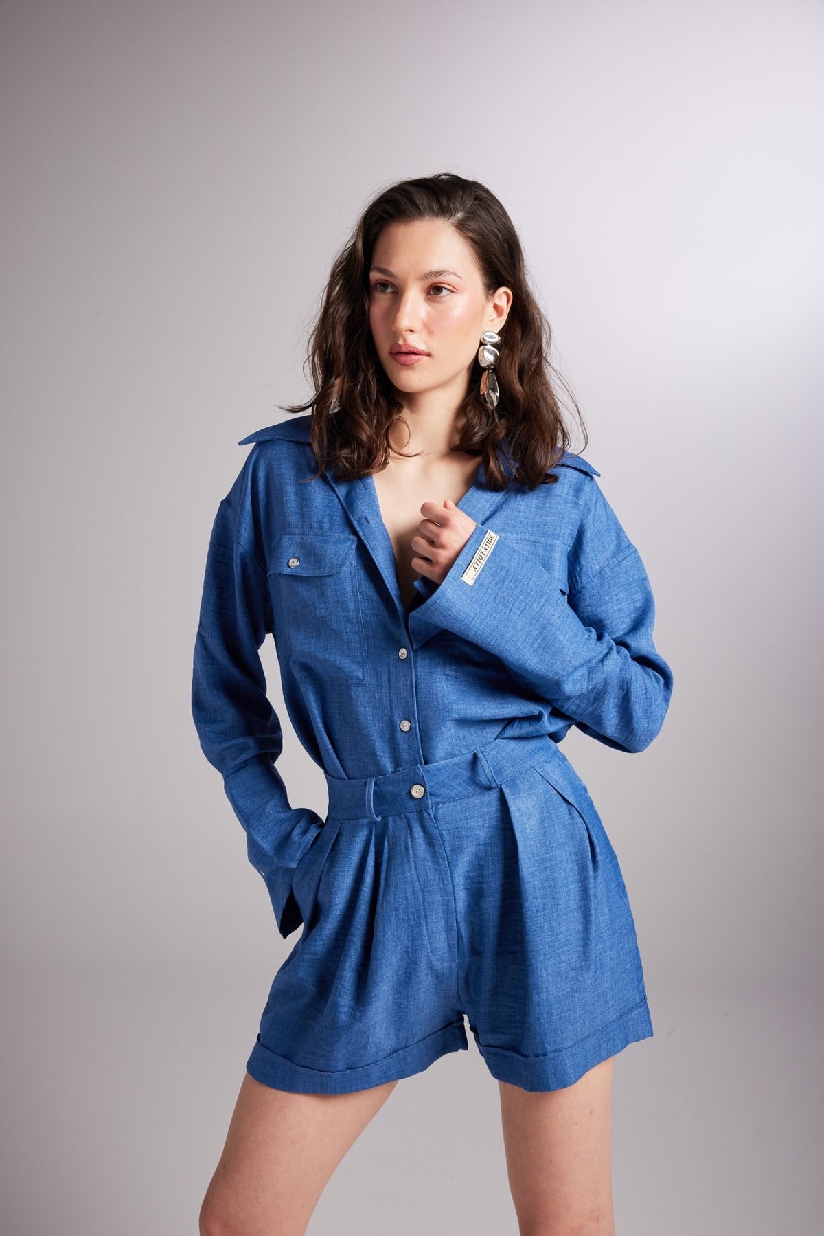 Oversize Kesim Julia Gömlek Mavi