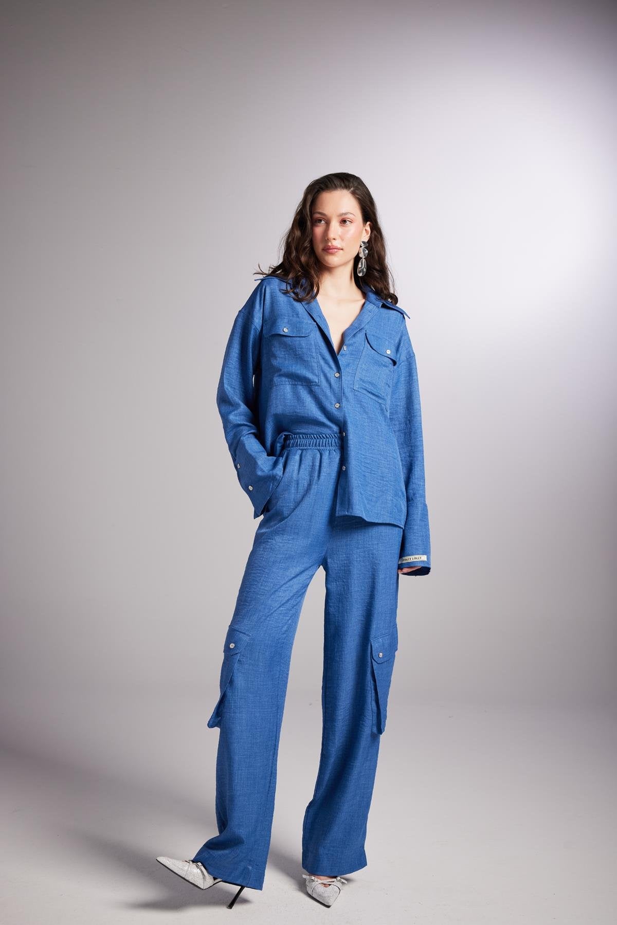 Oversize Kesim Julia Gömlek Mavi