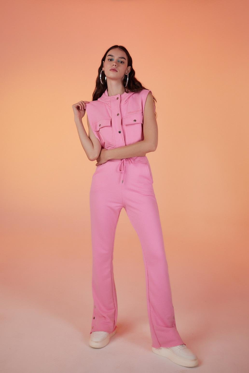 Paça Çıtçıtlı 3 İpli Jura Eşofman Altı Pembe