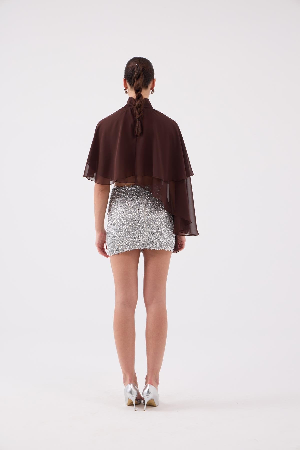 Payetli Mini Harley Etek Gri