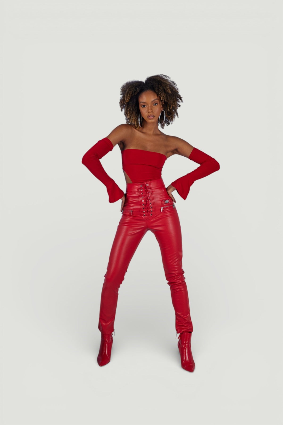 Holly Lolly-Vegan Deri Pantolon – Kirmizi-Pantolon-1-Milagron.com