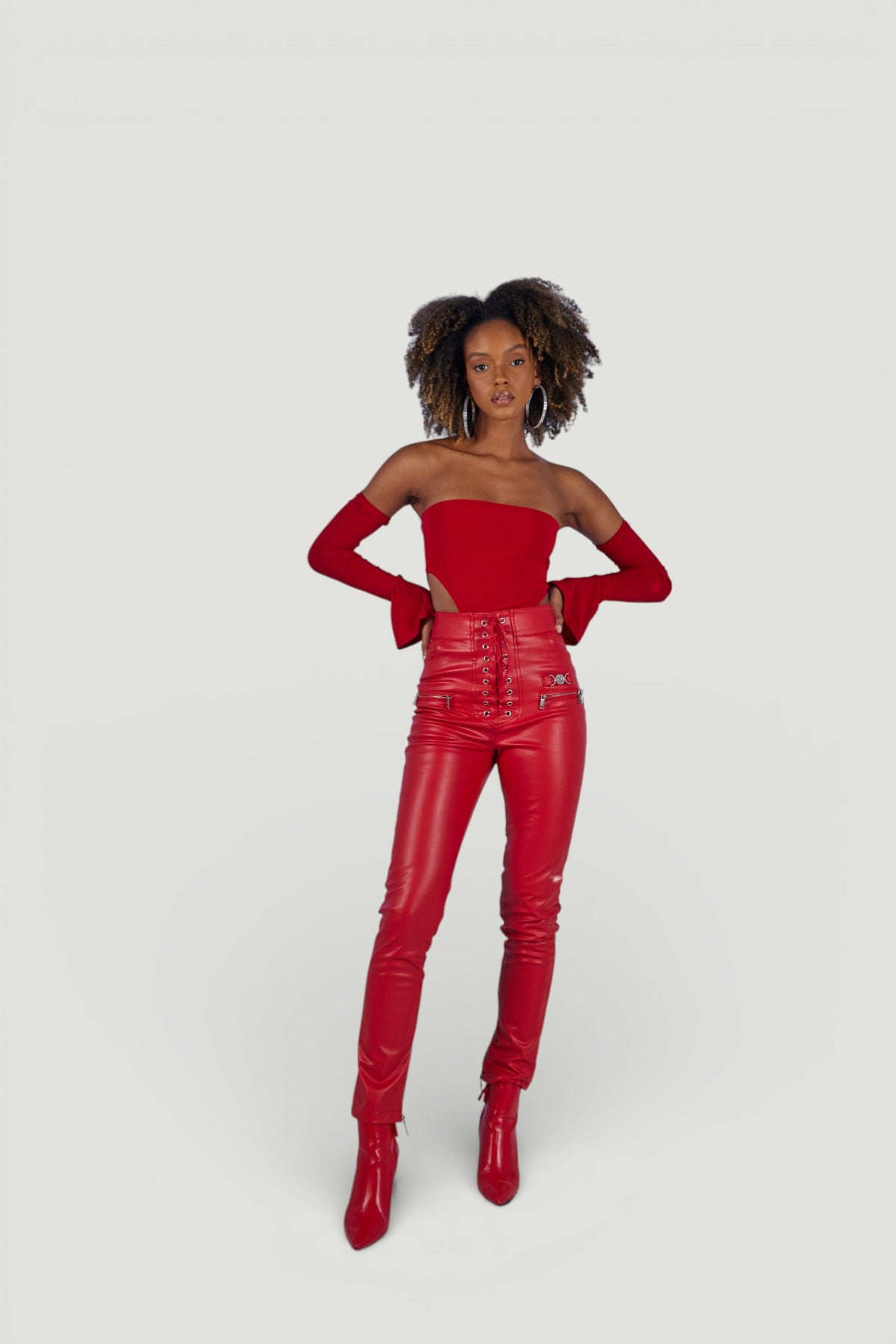 Holly Lolly-Vegan Deri Pantolon – Kirmizi-Pantolon-3-Milagron.com