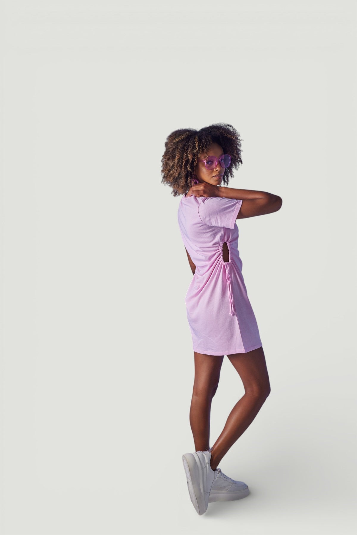 Holly Lolly-Wex T-Shirt Elbise, Pembe-Elbise-2-Milagron.com