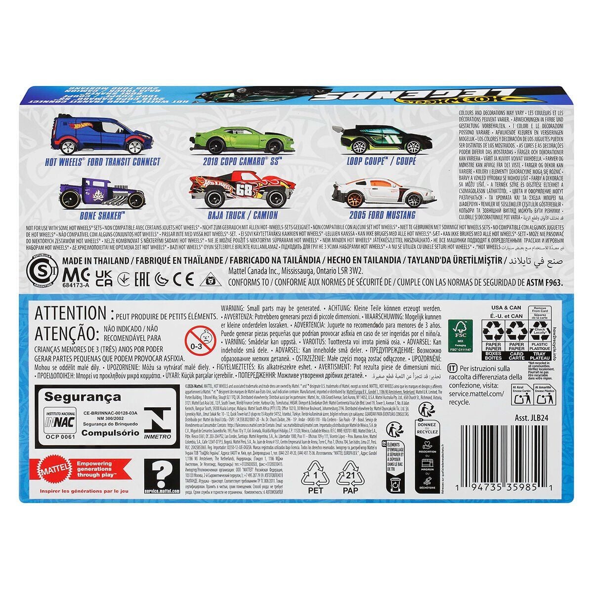 Jlb24 Hot Wheels Legends 6Lı Araç Paketi 1:64