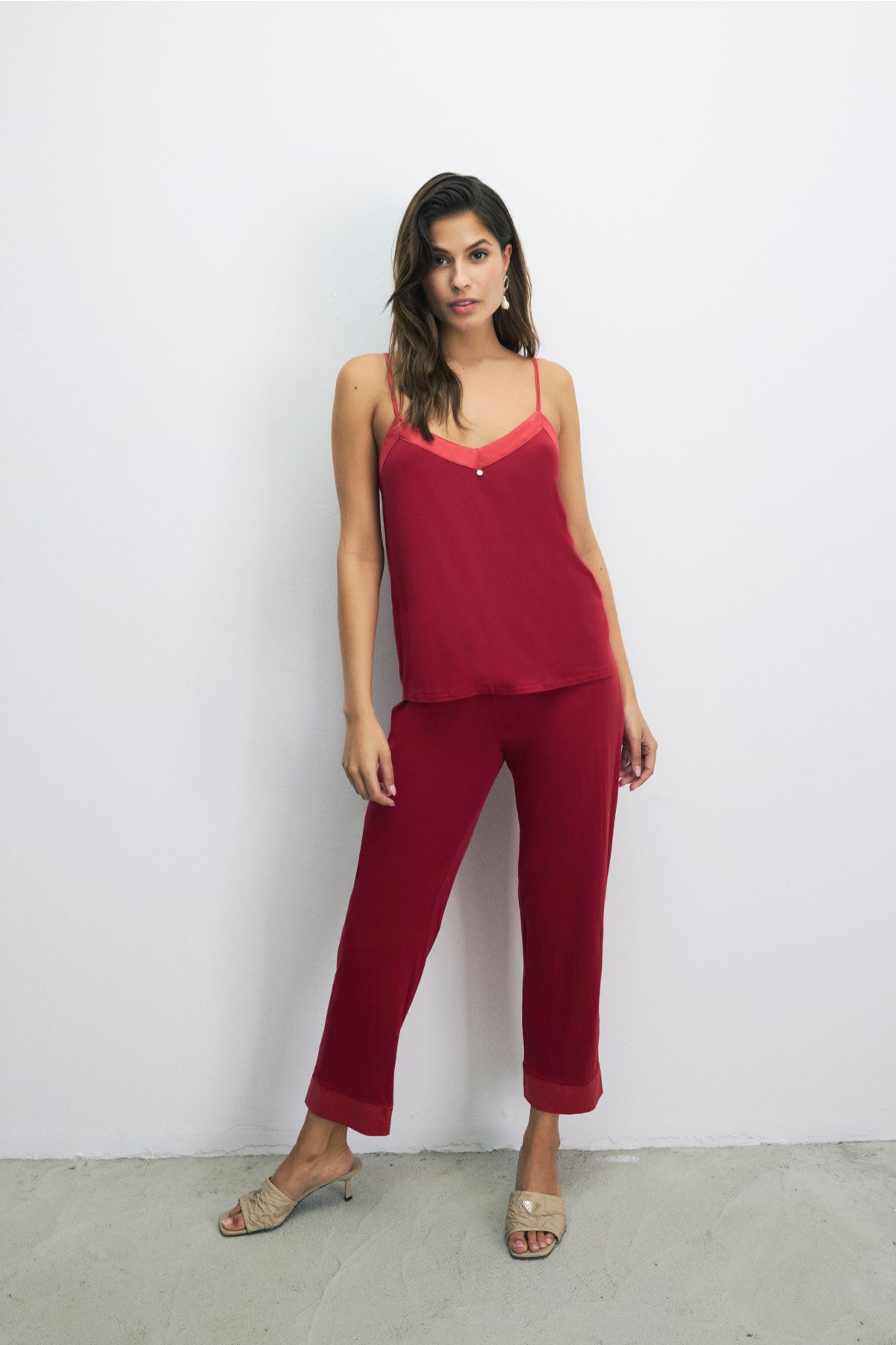 House Of Silk-Aria Extra Yumuşak Viskon Pijama Takımı Kırmızı-Pijama Takımı-1-Milagron.com