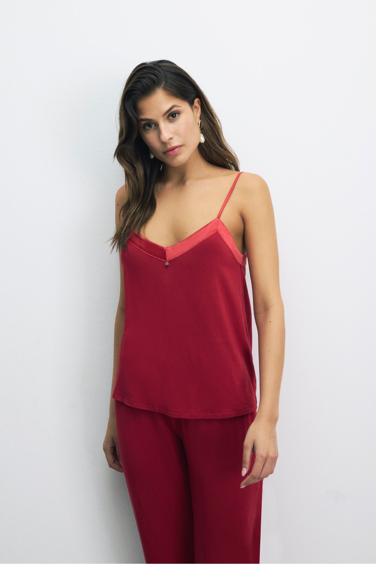 House Of Silk-Aria Extra Yumuşak Viskon Pijama Takımı Kırmızı-Pijama Takımı-2-Milagron.com