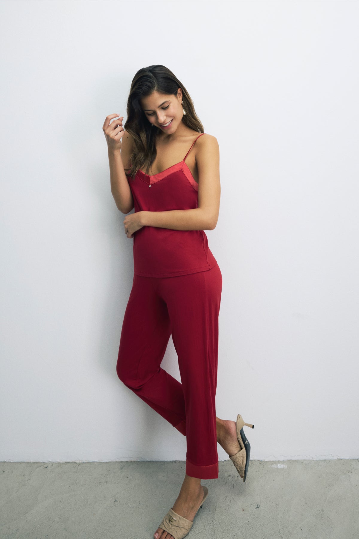 House Of Silk-Aria Extra Yumuşak Viskon Pijama Takımı Kırmızı-Pijama Takımı-4-Milagron.com