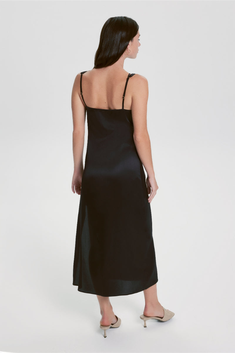 House Of Silk-Evelyn İpek Tül Detaylı Yırtmaçlı Elbise-Elbise-4-Milagron.com