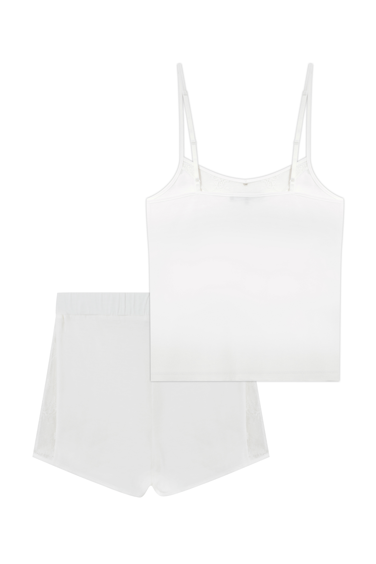 House Of Silk-Helen Viskon Dantel Dekolte Detaylı Askılı Şort Takım Beyaz-Pijama Takımı-10-Milagron.com