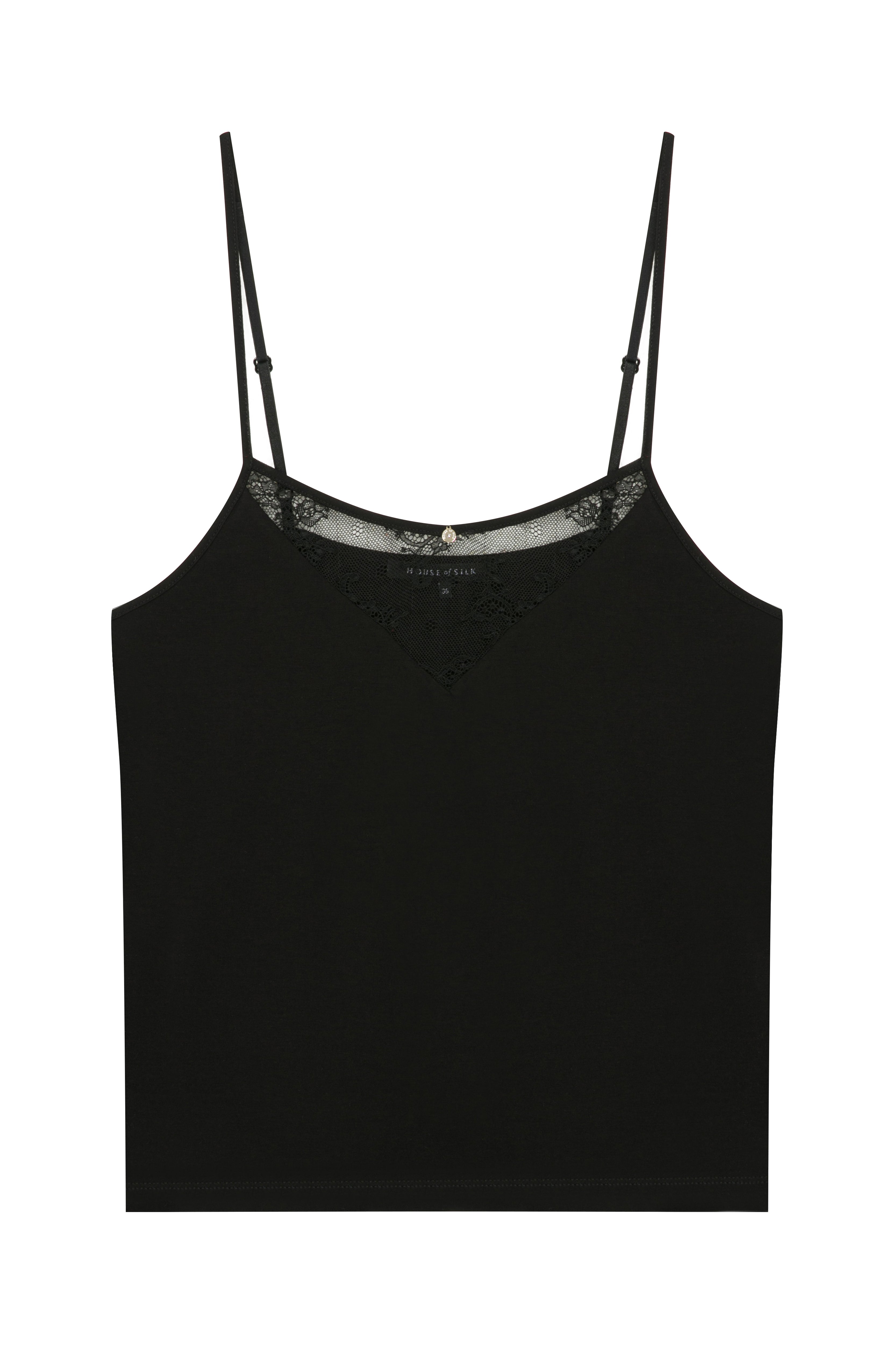 House Of Silk-Helen Viskon Dantel Dekolte Detaylı Askılı Şort Takım Siyah-Pijama Takımı-7-Milagron.com