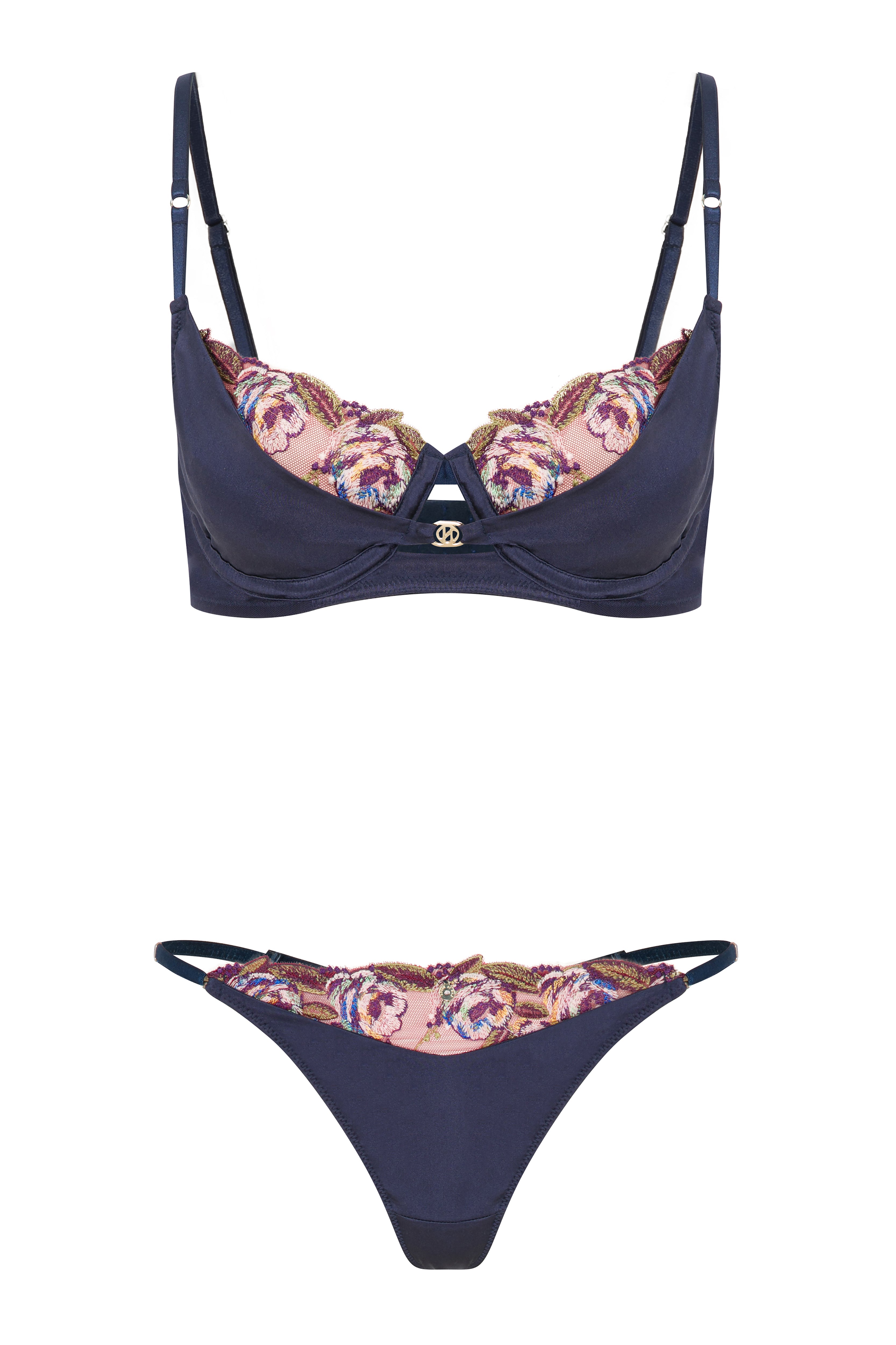 House Of Silk-İpek Marien Lacivert Dantelli Balkonet Sütyen-Sütyen-8-Milagron.com