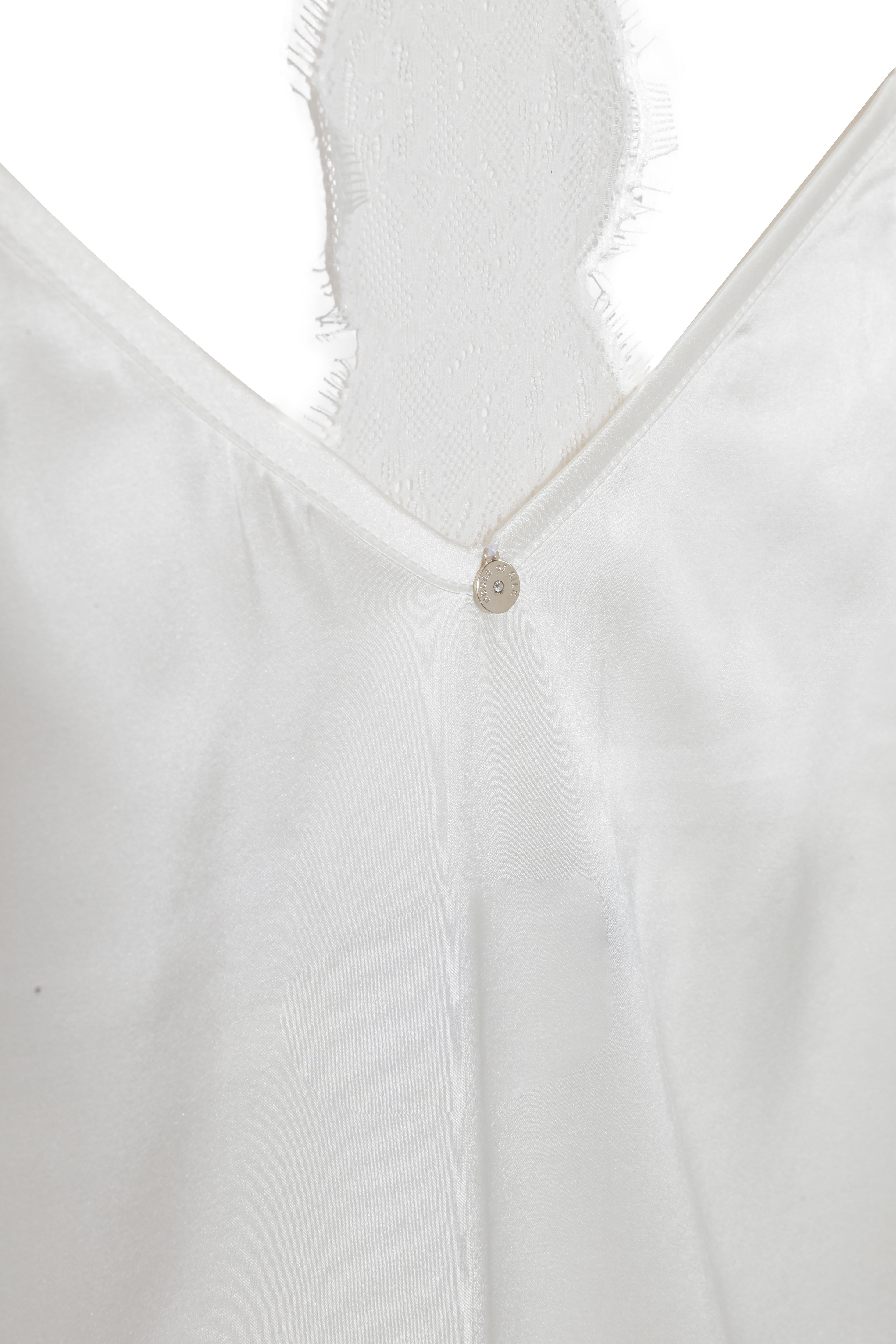 House Of Silk-İpek Peek A Boo Askılı Şort Takım Beyaz-Pijama Takımı-10-Milagron.com