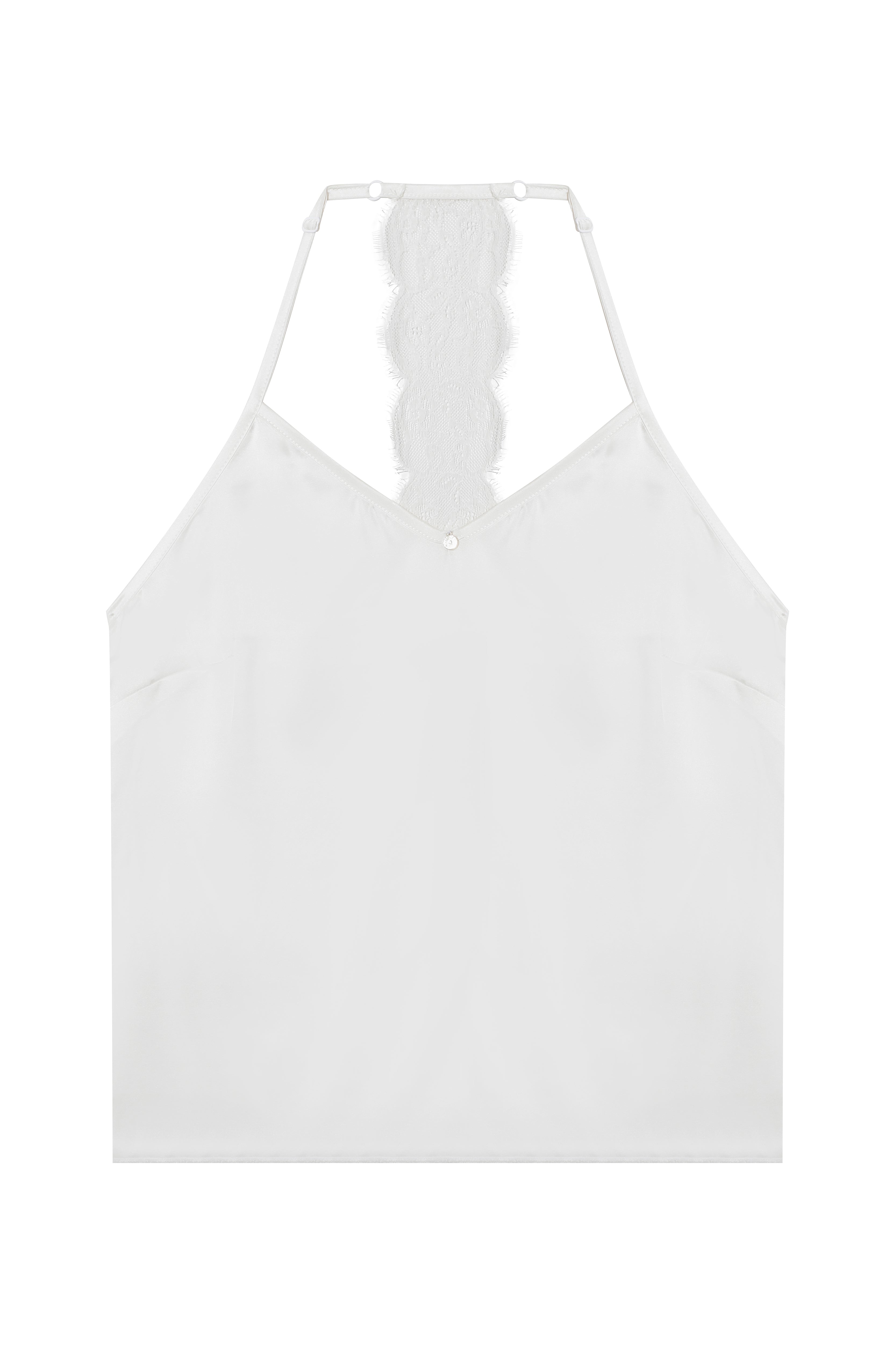 House Of Silk-İpek Peek A Boo Askılı Şort Takım Beyaz-Pijama Takımı-9-Milagron.com