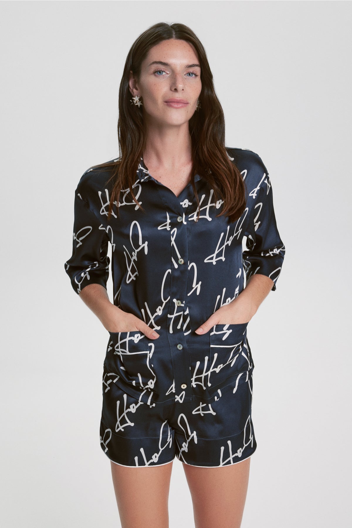 House Of Silk-İpek Rochelle Şort Pijama Takımı Antrasit-Pijama Takımı-3-Milagron.com