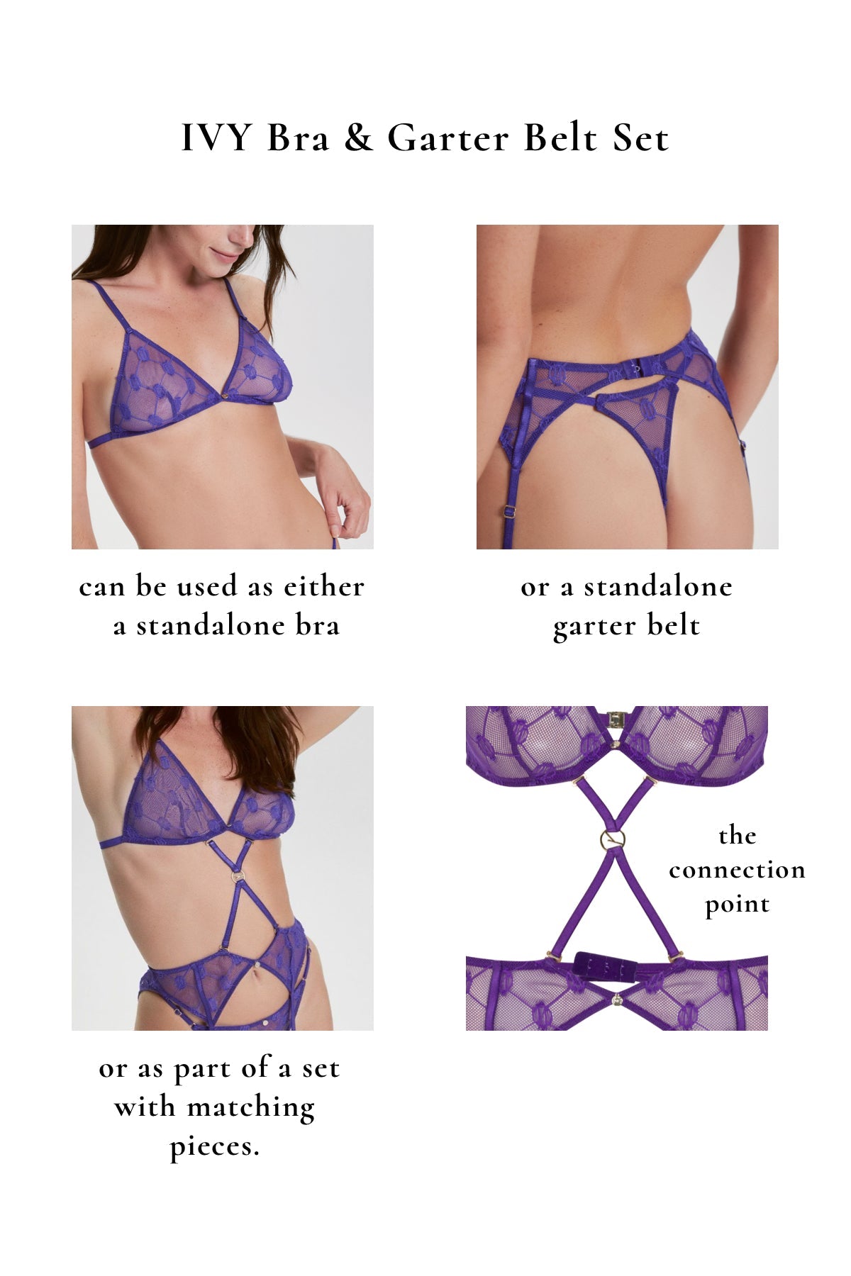 House Of Silk-Ivy üçgen Sütyen Jartiyer Takım-Sütyen-4-Milagron.com