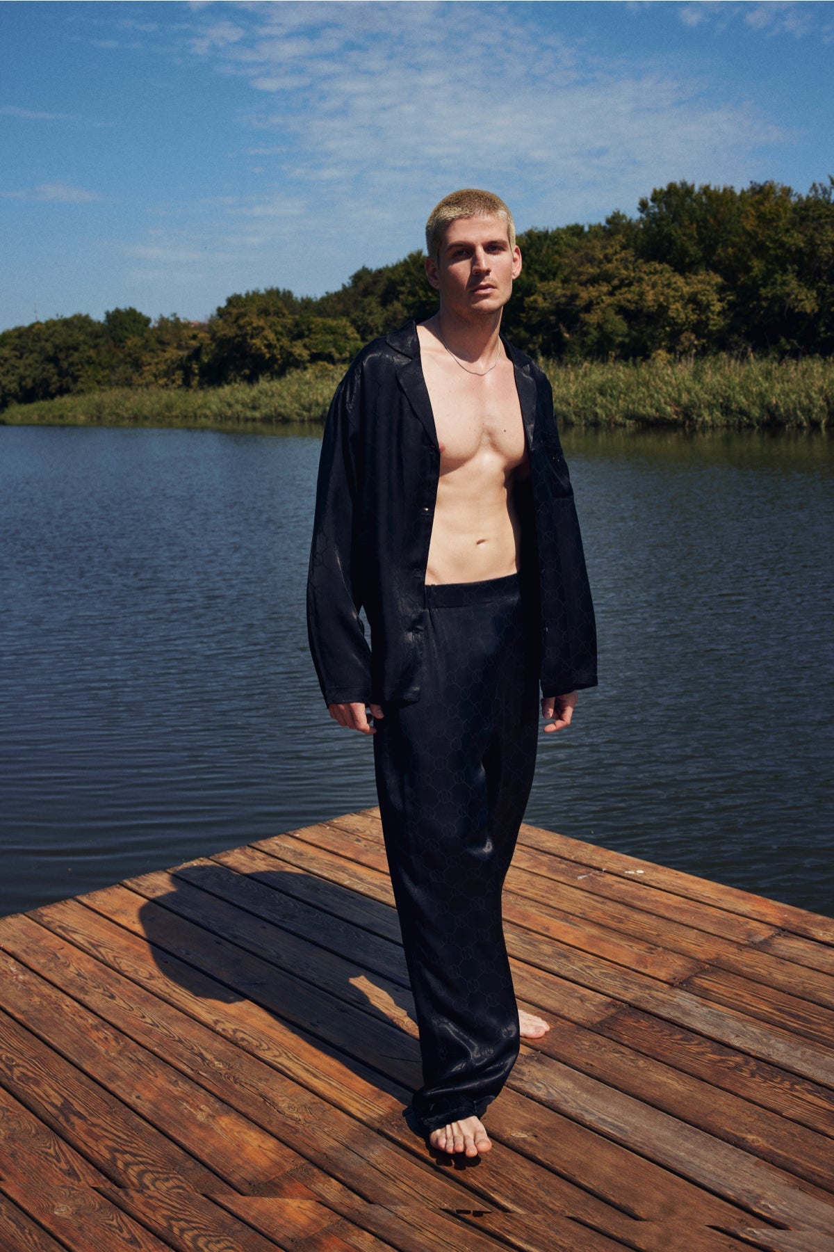 House Of Silk-Jane Viskon Jakarlı Erkek Pijama Takımı Siyah-Pijama Takımı-1-Milagron.com