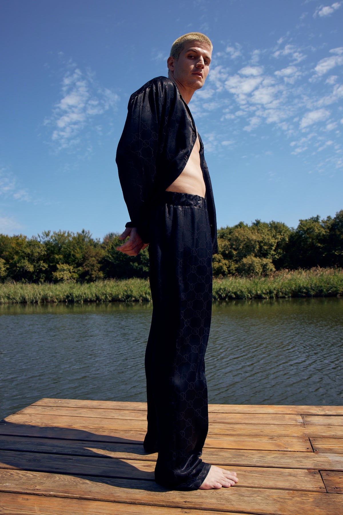 House Of Silk-Jane Viskon Jakarlı Erkek Pijama Takımı Siyah-Pijama Takımı-3-Milagron.com