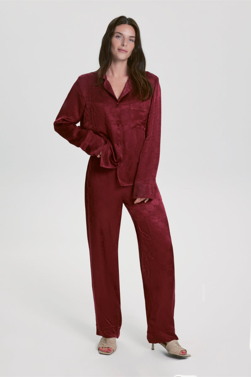House Of Silk-Jane Viskon Jakarlı Pijama Takımı Bordo-Pijama Takımı-6-Milagron.com