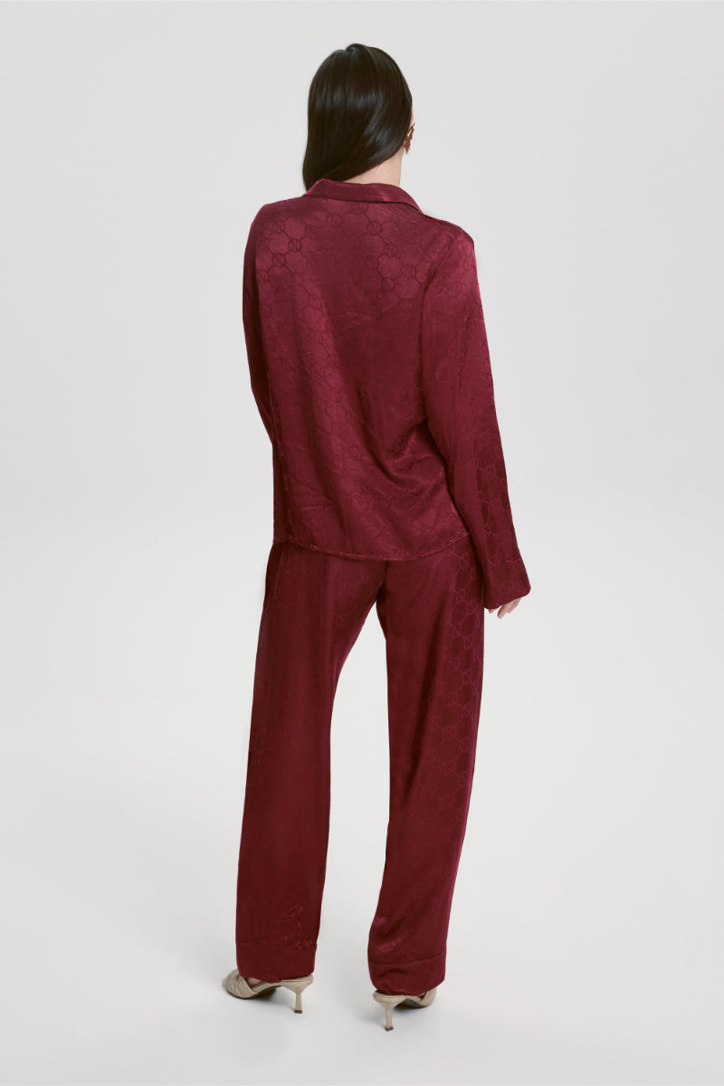 House Of Silk-Jane Viskon Jakarlı Pijama Takımı Bordo-Pijama Takımı-8-Milagron.com