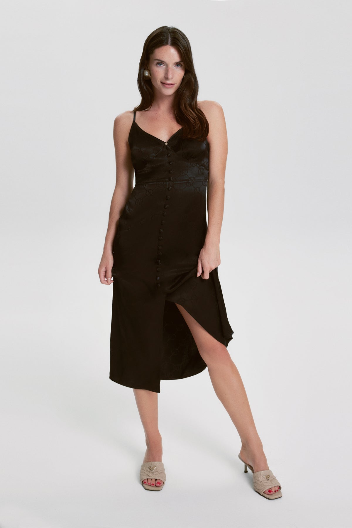 House Of Silk-Marie Viskon Jakarlı Elbise Siyah-Elbise-1-Milagron.com